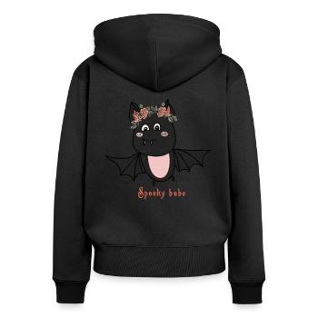 Retro Halloween Design: Spooky Babe Bat - Women's Premium Organic Zip Hoodie - black - Back - Julia (174cm)