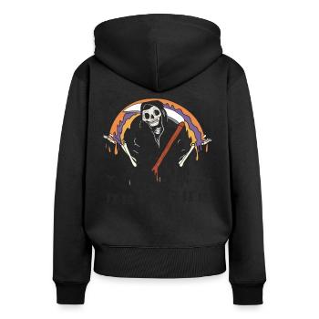 Retro Halloween: Grim Reaper "It Is What It Is" - Women's Premium Organic Zip Hoodie - black - Back - Julia (174cm)