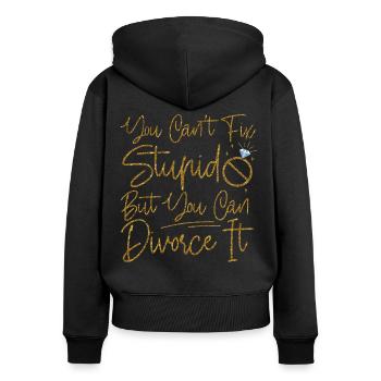 Happy Divorce Party You Can't Fix - Frauen Premium Bio Zip Hoodie - Schwarz - Hinten - Julia (174cm)