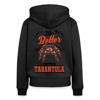 La vie est meilleure avec une tarentule - Sweat à capuche zippé Premium bio Femme - noir - Dos - Julia (174cm)