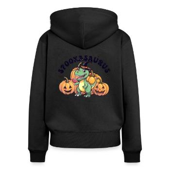 Süßer Spookasaurus für Halloween-Fans mit Hexenhut - Frauen Premium Bio Zip Hoodie - Schwarz - Hinten - Julia (174cm)