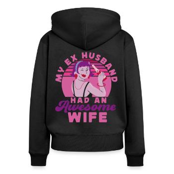 Happy Divorce Party My Ex Husband - Women's Premium Organic Zip Hoodie - black - Back - Julia (174cm)