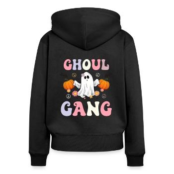 Süße Halloween Grusel-Party: Ghoul Gang ist hier - Frauen Premium Bio Zip Hoodie - Schwarz - Hinten - Julia (174cm)