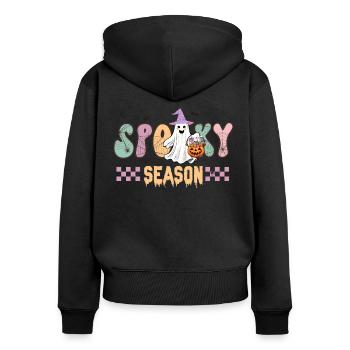 Des bonbons ou des bâtons! Spooky Season dans un style rétro - Sweat à capuche zippé Premium bio Femme - noir - Dos - Julia (174cm)
