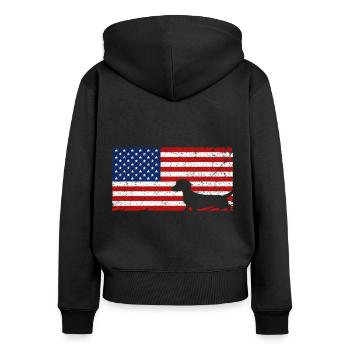 Dachshund Gift Dixie Viennese Doxie Dachshund - Women's Premium Organic Zip Hoodie - black - Back - Julia (174cm)