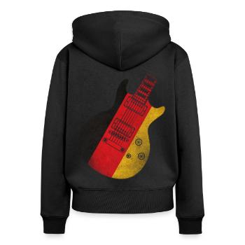 Guitare drapeau allemand - Sweat à capuche zippé Premium bio Femme - noir - Dos - Julia (174cm)