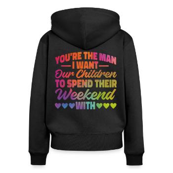 Happy Divorce Party You’re The Man - Sweat à capuche zippé Premium bio Femme - noir - Dos - Julia (174cm)