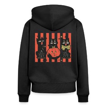 Creepy Halloween Retro Design: Spooky and Cute - Women's Premium Organic Zip Hoodie - black - Back - Julia (174cm)