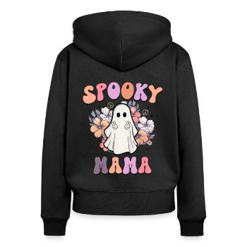 « Spooky Mama » design rétro d’Halloween pour les mamans - Sweat à capuche zippé Premium bio Femme - noir - Dos - Julia (174cm)
