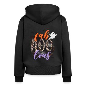 Fab-BOO-Lous Halloween Vibes: Spooky and Retro - Women's Premium Organic Zip Hoodie - black - Back - Julia (174cm)