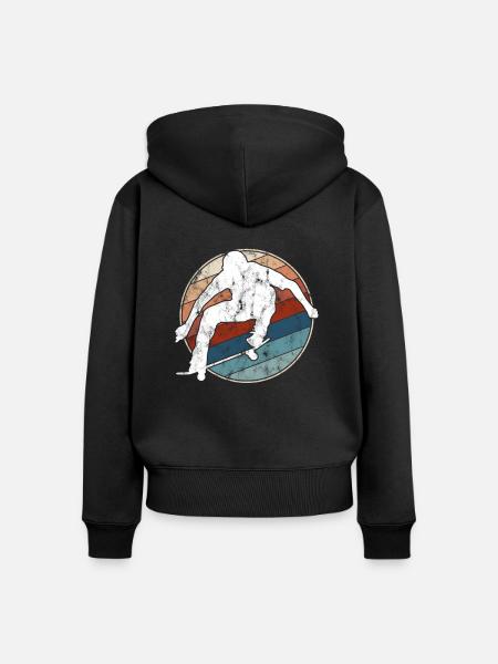 Skating Retro - Frauen Premium Bio Zip Hoodie - Schwarz