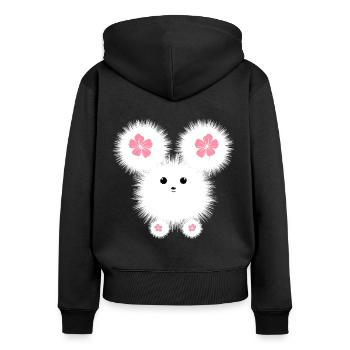 WHITE POMERANIAN DOG - Frauen Premium Bio Zip Hoodie - Schwarz - Hinten - Julia (174cm)