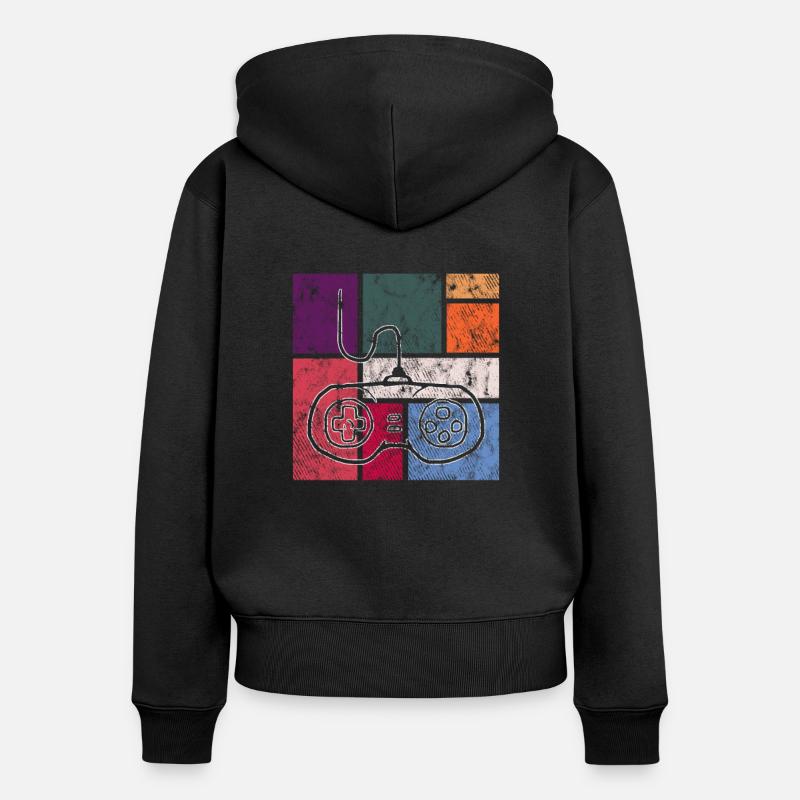 Gioco - Felpa con cappuccio con zip ecologica premium da donna - nero