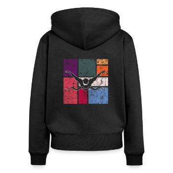 Schwimmen - Frauen Premium Bio Zip Hoodie - Schwarz - Hinten - Julia (174cm)