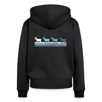Ziege - Frauen Premium Bio Zip Hoodie - Schwarz - Hinten - Julia (174cm)