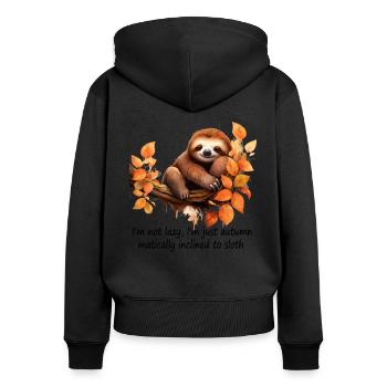 Joli design d’automne paresseux pour la saison d’automne - Sweat à capuche zippé Premium bio Femme - noir - Dos - Julia (174cm)