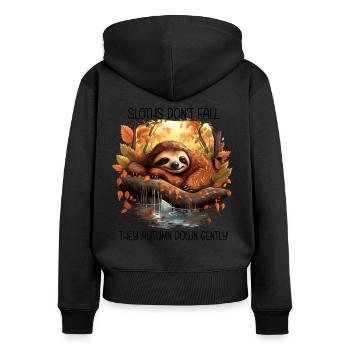 Paresseux d’automne : farniente aux couleurs automnales - Sweat à capuche zippé Premium bio Femme - noir - Dos - Julia (174cm)