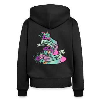 Joli chapeau de sorcière avec des fleurs: Halloween pour les femmes - Sweat à capuche zippé Premium bio Femme - noir - Dos - Julia (174cm)