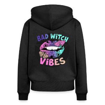 Süßes oder Saures Bad Witch Vibes Halloween-Design - Frauen Premium Bio Zip Hoodie - Schwarz - Hinten - Julia (174cm)