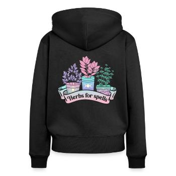 Mystisches Halloween-Design mit magischen Pflanzen - Frauen Premium Bio Zip Hoodie - Schwarz - Hinten - Julia (174cm)
