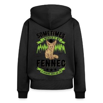 Fennek Cadeau Fennec Renard du désert - Sweat à capuche zippé Premium bio Femme - noir - Dos - Julia (174cm)