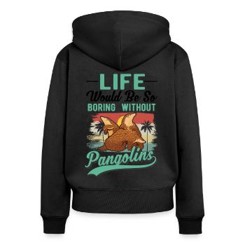 Pangolin Geschenk Schuppentier - Frauen Premium Bio Zip Hoodie - Schwarz - Hinten - Julia (174cm)
