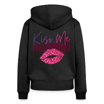 Fête de divorce heureuse Embrasse-moi je suis - Sweat à capuche zippé Premium bio Femme - noir - Dos - Julia (174cm)