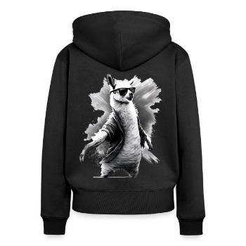 Dancing Llama Llamas Alpaca Animal Gift Idea - Women's Premium Organic Zip Hoodie - black - Back - Julia (174cm)