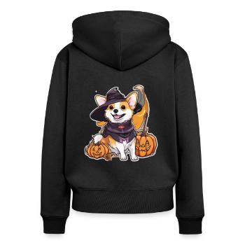 Corgi Corgi Hund Corgi Halloween Corgis - Frauen Premium Bio Zip Hoodie - Schwarz - Hinten - Julia (174cm)
