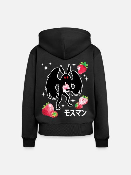 Mothman Erdbeereen Shake - Frauen Premium Bio Zip Hoodie - Schwarz