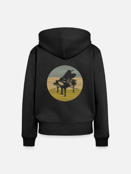 Klavier - Frauen Premium Bio Zip Hoodie - Schwarz
