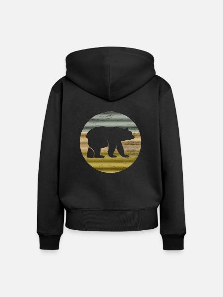 Bär - Frauen Premium Bio Zip Hoodie - Schwarz