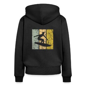 Surfen - Frauen Premium Bio Zip Hoodie - Schwarz - Hinten - Julia (174cm)