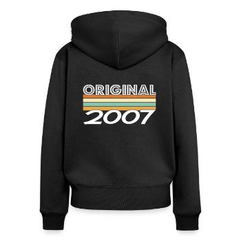 Limited Edition 2007 - Frauen Premium Bio Zip Hoodie - Schwarz - Hinten - Julia (174cm)