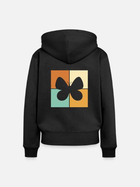 Schmetterling - Frauen Premium Bio Zip Hoodie - Schwarz