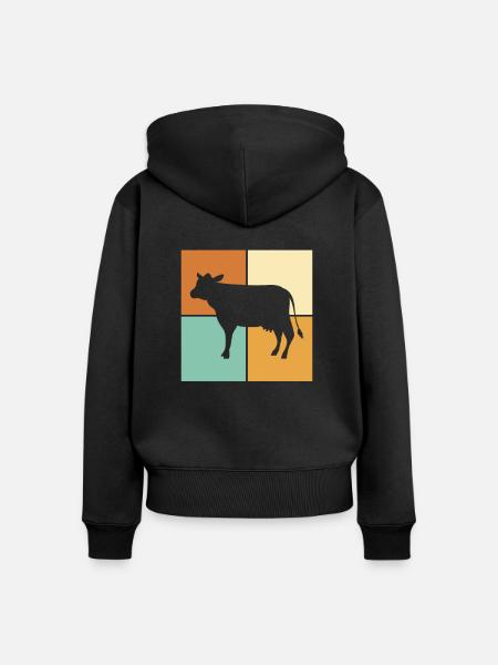 Kuh - Frauen Premium Bio Zip Hoodie - Schwarz