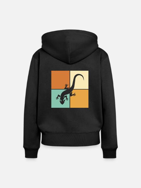 Eidechse - Frauen Premium Bio Zip Hoodie - Schwarz