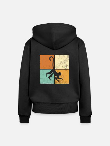 Affe - Frauen Premium Bio Zip Hoodie - Schwarz