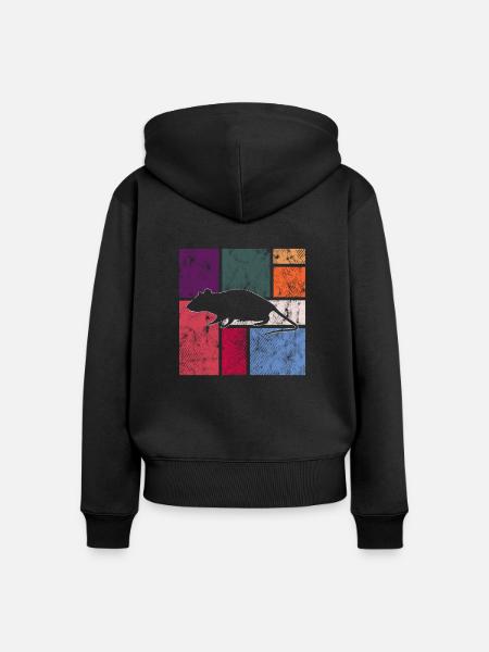 Maus - Frauen Premium Bio Zip Hoodie - Schwarz