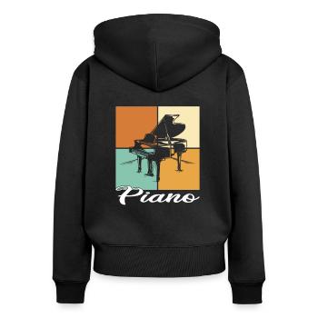 Piano - Sweat à capuche zippé Premium bio Femme - noir - Dos - Julia (174cm)