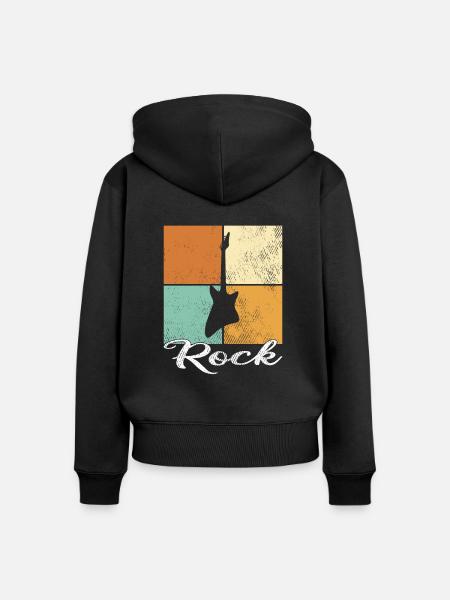Rock - Frauen Premium Bio Zip Hoodie - Schwarz