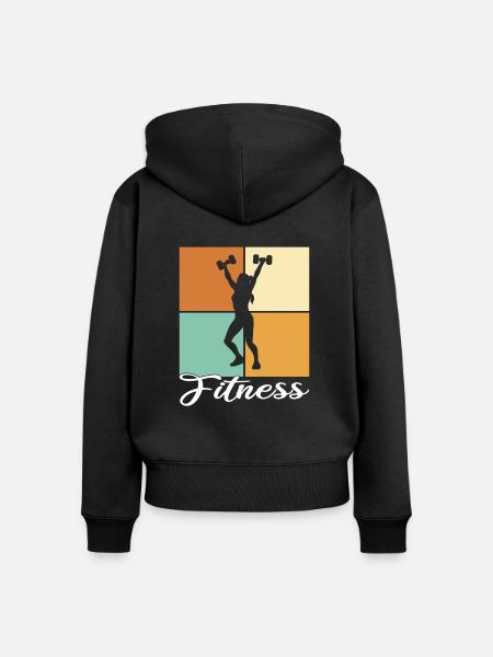 Fitness - Frauen Premium Bio Zip Hoodie - Schwarz