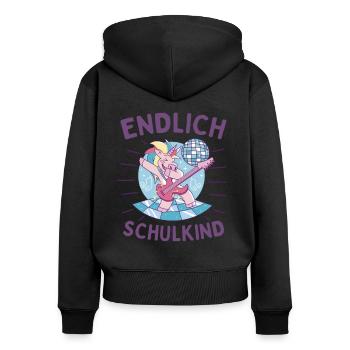 Endlich Schulkind 1. Klasse Einschulung - Frauen Premium Bio Zip Hoodie - Schwarz - Hinten - Julia (174cm)