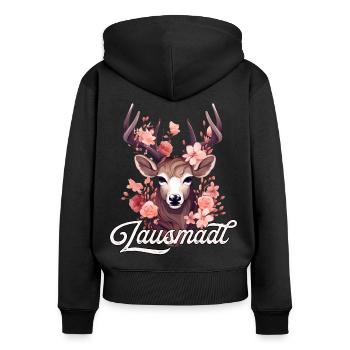 Mädchen Lausmadl T-Shirt Damen Trachtenshirt Kind - Frauen Premium Bio Zip Hoodie - Schwarz - Hinten - Julia (174cm)