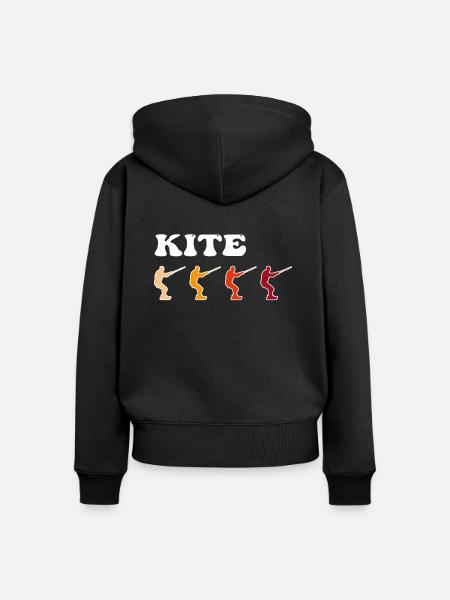 Kite Surfen Retro - Frauen Premium Bio Zip Hoodie - Schwarz