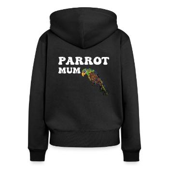Perroquets Maman - Sweat à capuche zippé Premium bio Femme - noir - Dos - Julia (174cm)