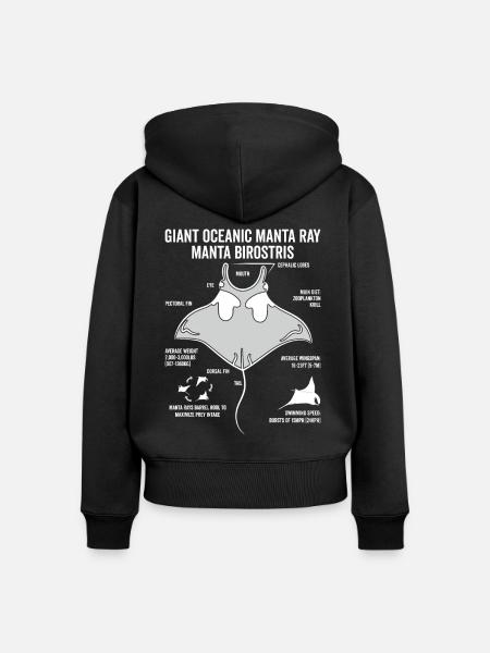 Mantarochen Anatomie Mantarochen Liebhaber - Frauen Premium Bio Zip Hoodie - Schwarz