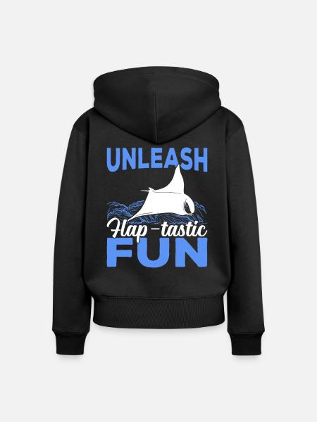 Mantarochen Klappe - Tastischer Spaß Mantarochen - Frauen Premium Bio Zip Hoodie - Schwarz