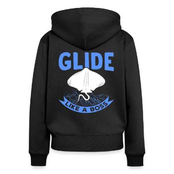 Mantarochen Gleiten Mantarochen Liebhaber - Frauen Premium Bio Zip Hoodie - Schwarz - Hinten - Julia (174cm)
