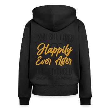 Happy Divorce Party …And She Lived - Frauen Premium Bio Zip Hoodie - Schwarz - Hinten - Julia (174cm)